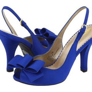 Royal Blue Jeanette Satin Slingback Heels